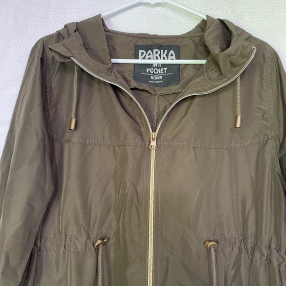 Parka in a Pocket Olive Green Sz M Utility Jacket - Picture 3 of 6